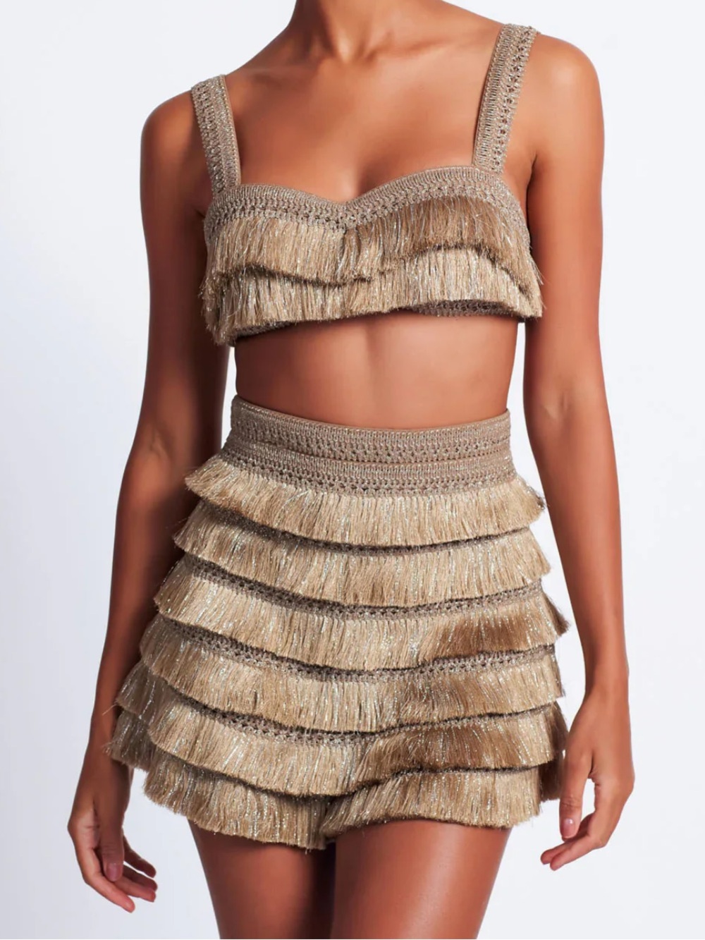 PatBo Fringe Bralette in Gold Size 4 - Picture 6 of 15